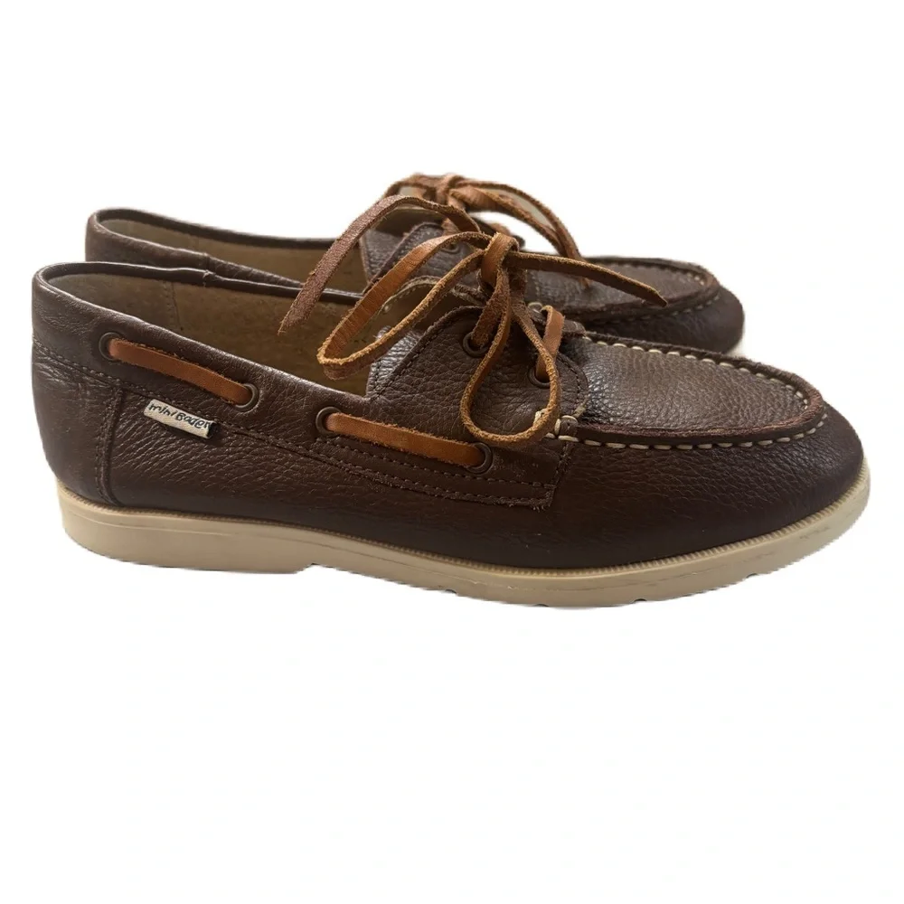 Mini Boden Leather Boat Shoes Boys Loafer Brown Size 2 (EU‎ 33) Slip On Sperry’s